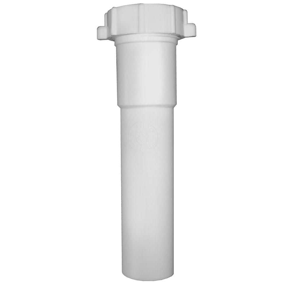 JONES STEPHENS 1-1/4 in. x 6 in. White Plastic Slip Joint Extension Tube