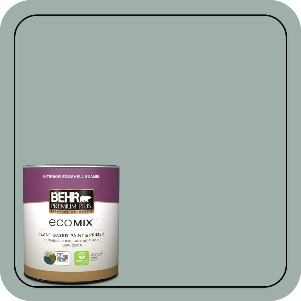 BEHR PREMIUM PLUS 1 qt. #490F-4 Gray Morning Eggshell Enamel EcoMix Plant-Based Interior Paint & Primer (1)