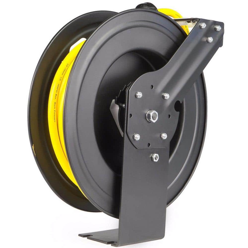 XtremepowerUS 50 ft. x 1/2 in. Rubber Retractable Air Hose Reel Auto Rewind for Automotive Compressors (2)