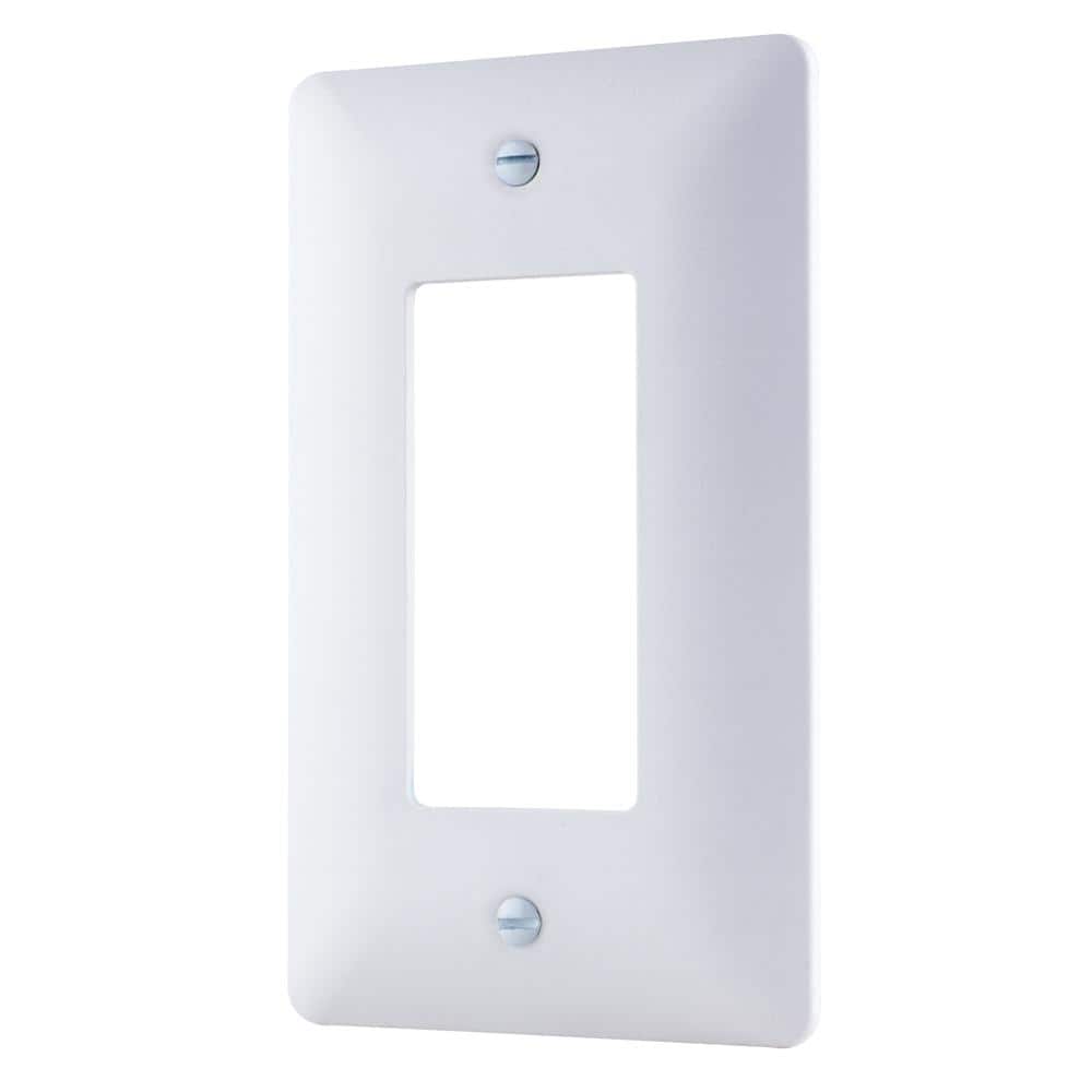 Commercial Electric White 1-Gang Decorator/Rocker Plastic Wall Plate (Paintable) (4)