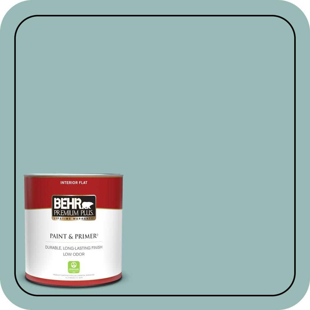 BEHR PREMIUM PLUS 1 qt. #PPU12-06 Lap Pool Blue Flat Low Odor Interior Paint & Primer