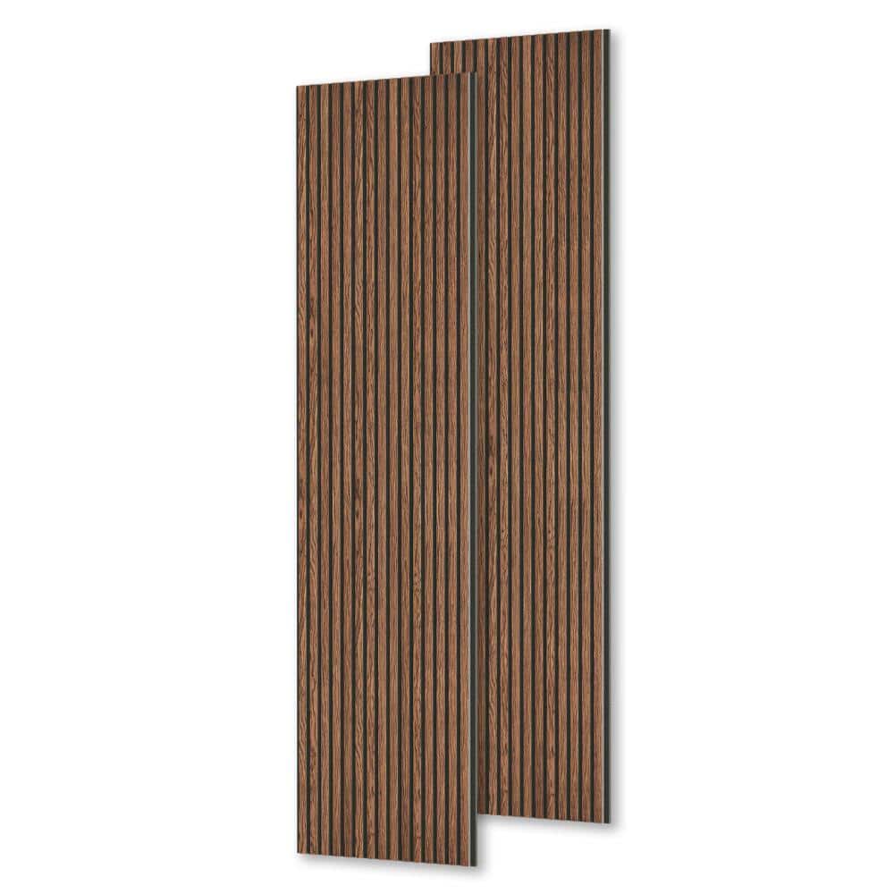 comforthomi 0.9 in. x 1.97 ft. x 7.87 ft. Classic Brown Acoustic 3D Oak Overlapping Wood Slat Decorative Wall Paneling 2-Pack