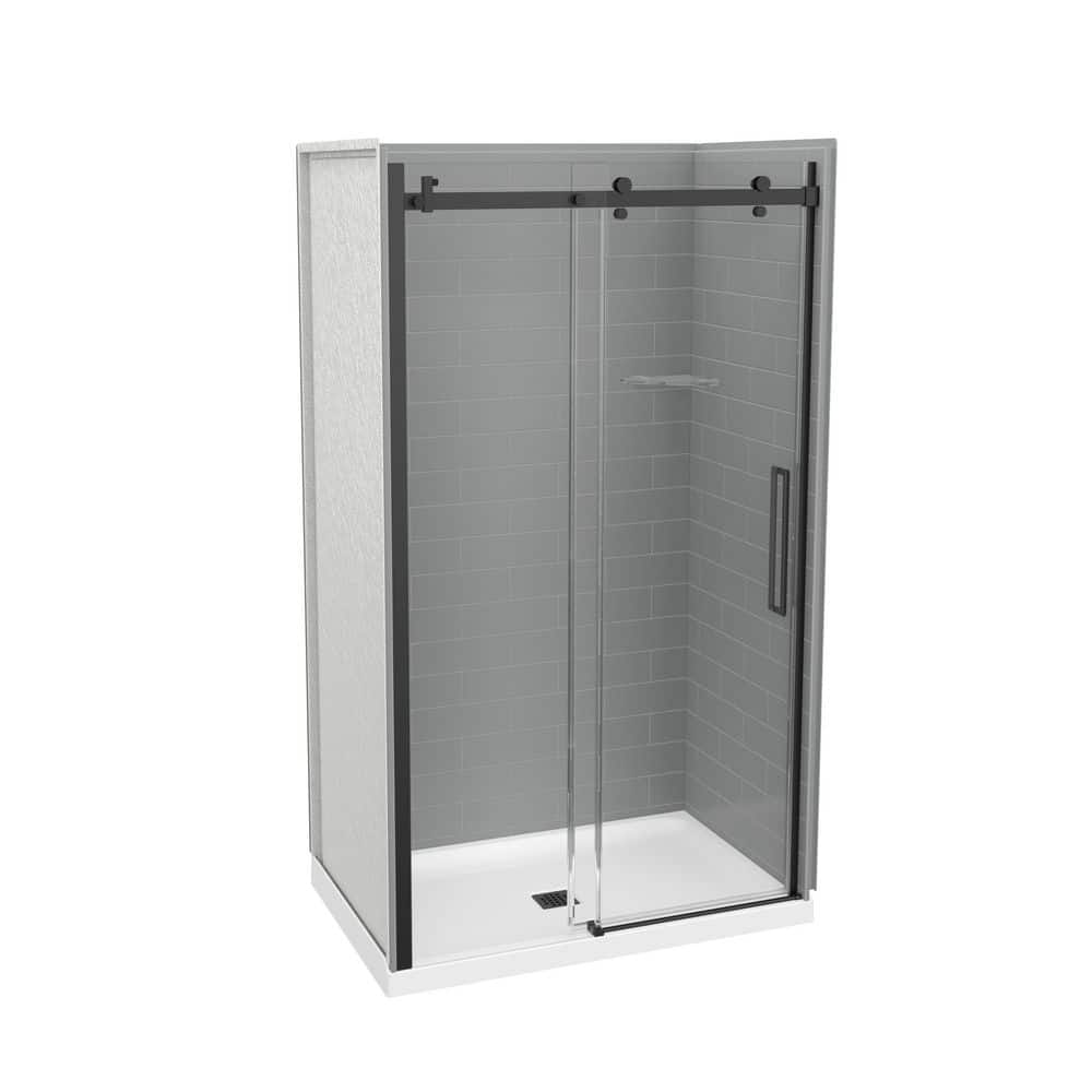MAAX Utile 48 in. W x 32.5 in. D x 80 in. H Three piece Direct-to-Stud Composite Alcove Shower Wall Surrounds in Ash Grey (2)
