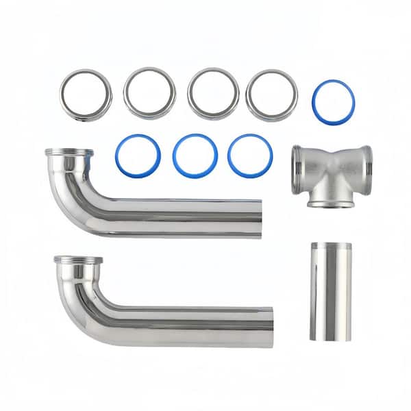 Everbilt 1-1/2in. x 16in. Chrome-Plated Brass Slip-Joint Sink Drain Center Outlet Waste (2)