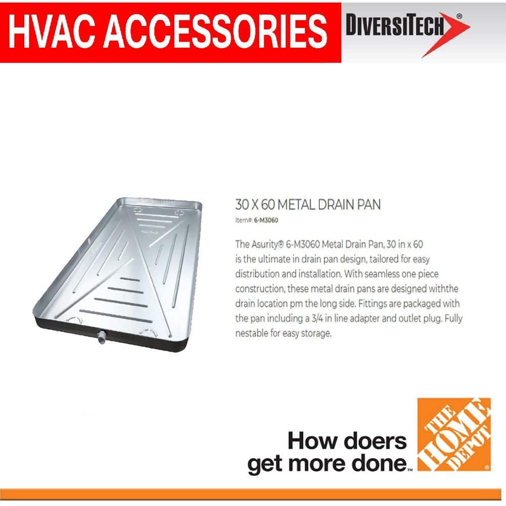 Asurity 26 ga 30 in. x 60 in. Metal Drain Pan for Water Heaters and HVAC Systems (3)