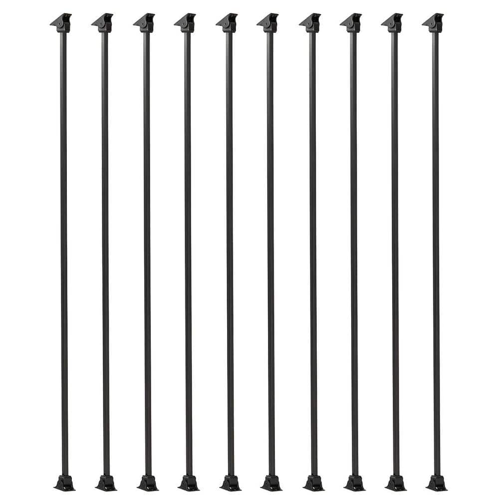 Afoxsos 44 in. x 1 in. Plain Iron Balusters and Swivel Shoes in Satin Black-(10-Pack) (1)