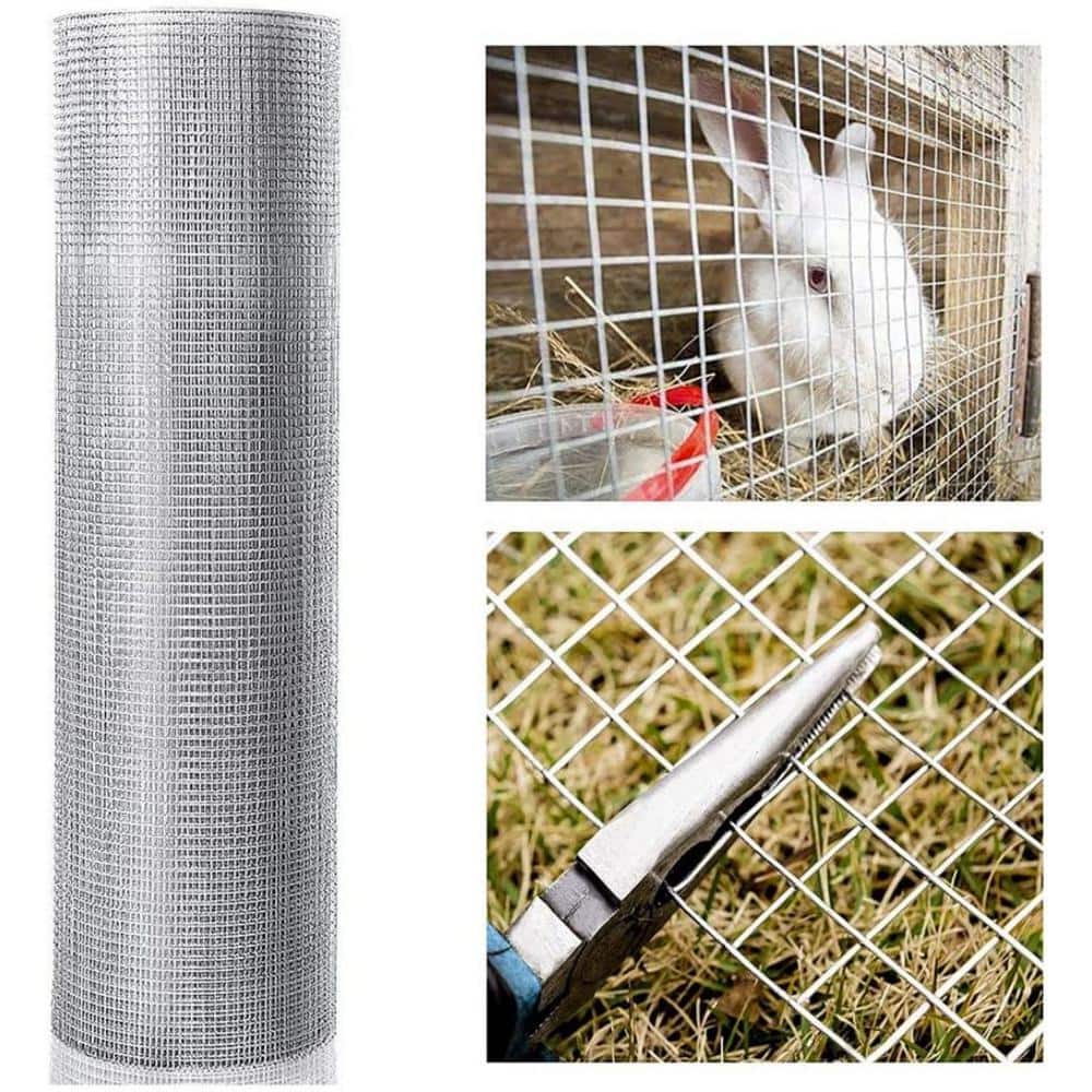 Unbranded 1/2 in. x 5 ft. x 100 ft. 19 Gauge Silver Hardware Cloth Welded Cage Wire Chicken Fence Mesh Roll Square Wire Netting (2)
