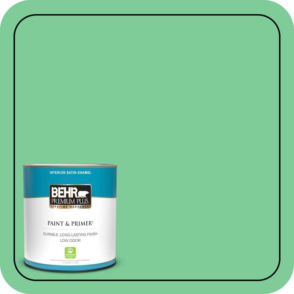 BEHR PREMIUM PLUS 1 qt. #460B-4 Garden Glow Satin Enamel Low Odor Interior Paint & Primer