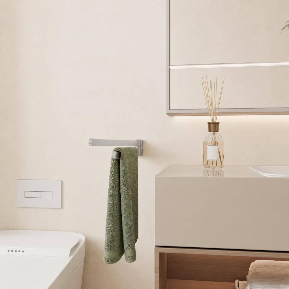 Unbranded Two-Arm Wall Mount Towel Bar in Brushed Nickel, Heavy Duty Metal Construction, 15.75 in. W, quick install (2)