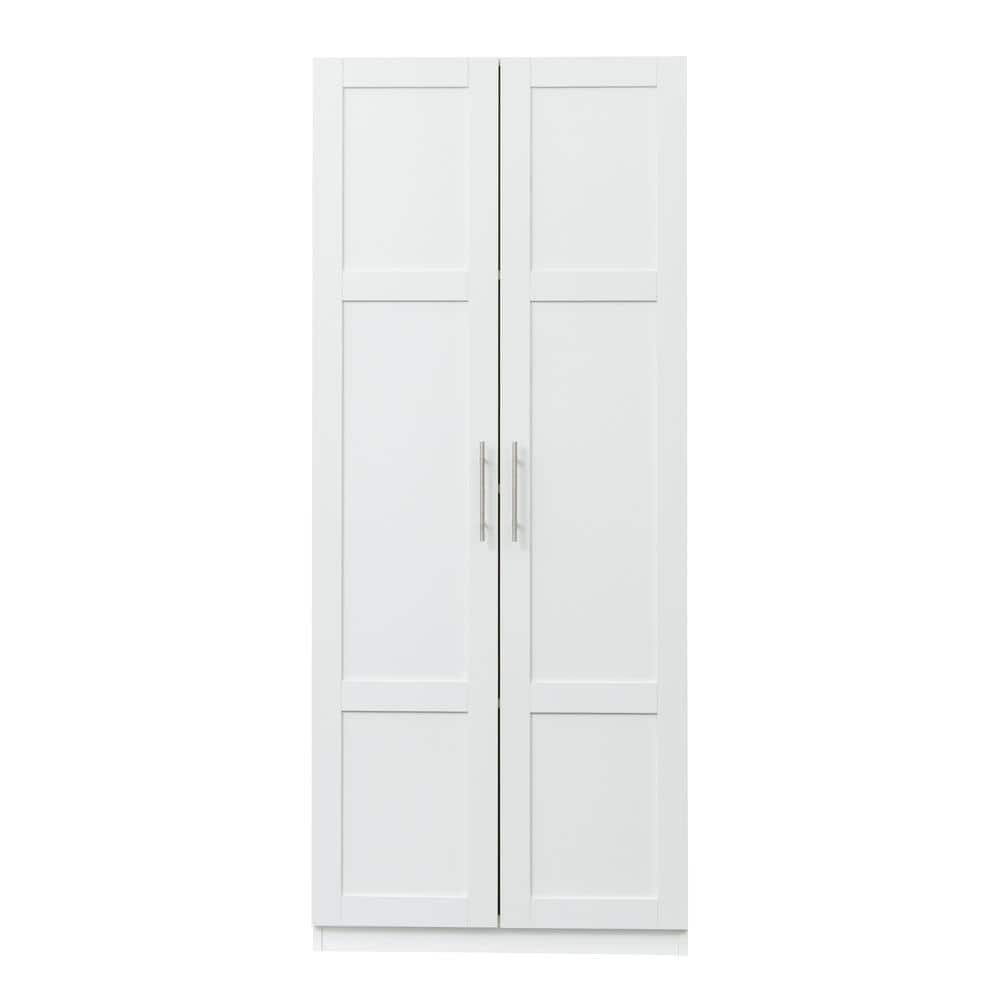 COWLOWN 29.53 in. W x 15.75 in. D x 70.87 in. H White Linen Cabinet with 2-Doors and 3-Partitions to Separate 4-Storage Spaces (2)
