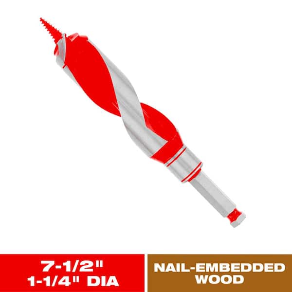 DIABLO 1-1/4 in. x 7-1/2 in. High Carbon Steel Auger Drill Bit for Wood and Nail-Embedded Wood (2)