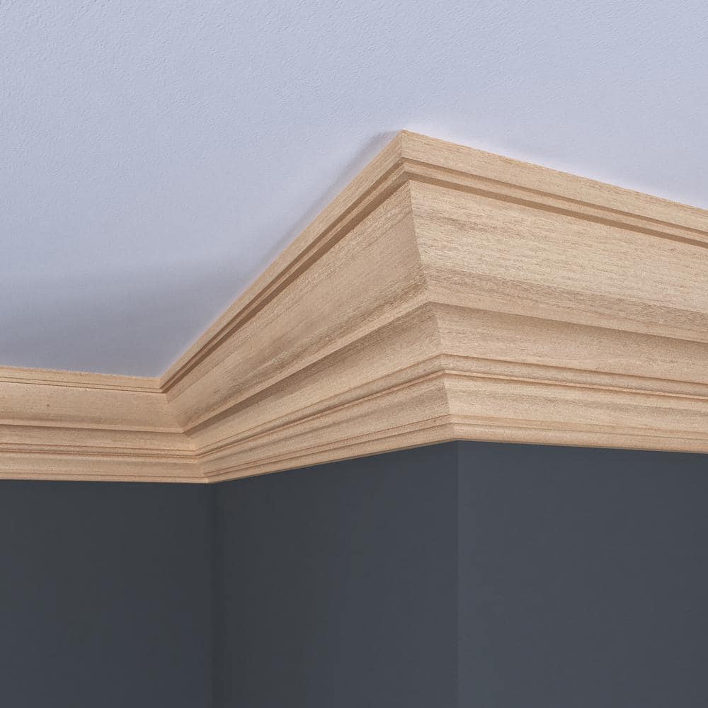 Ornamental Mouldings 1712-8FTWHW 0.5 in. D x 4.5 in. W x 96 in. L Unfinished White Hardwood Crown Moulding (2)