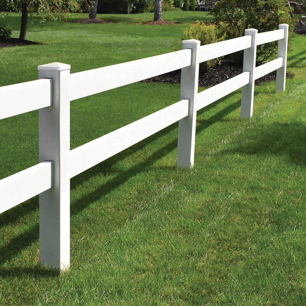 Barrette Outdoor Living 2-Rail 5 in. x 5 in. x 5 ft. White Vinyl Line Fence Post (3)