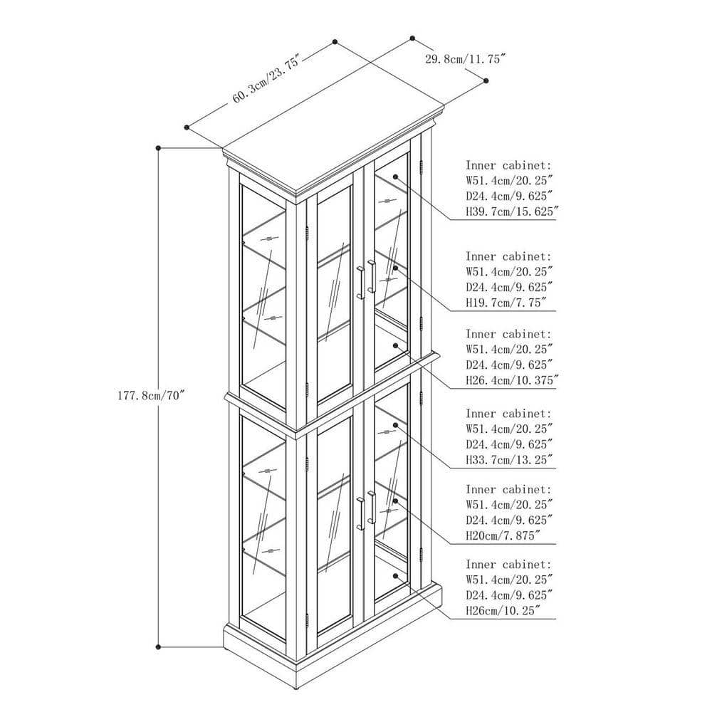 COWLOWN 23.75 in. W x 11.75 in. D x 70 in. H Bathroom Brown Linen Cabinet (2)