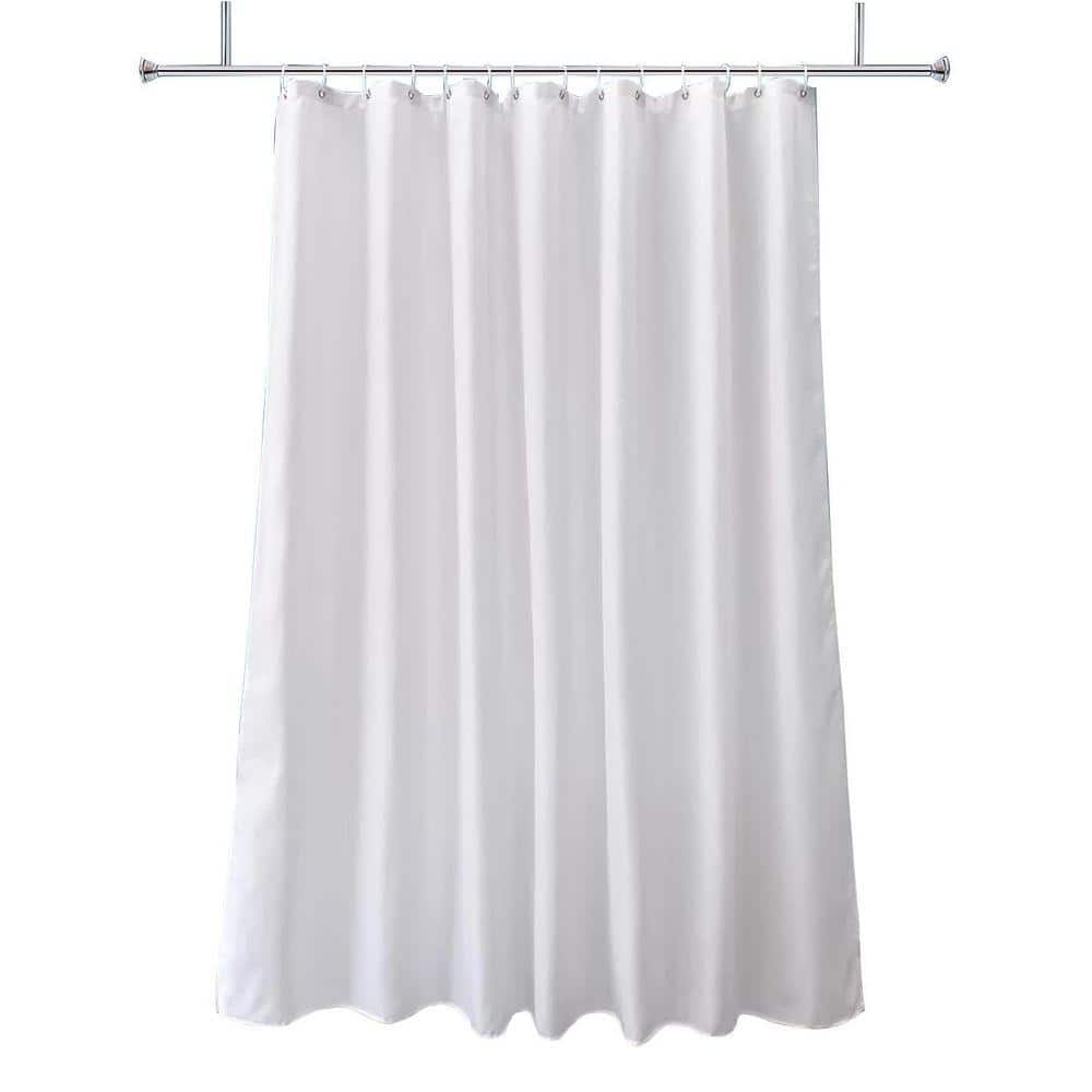 JFVKAF Extra Long Fabric Shower Curtain Liner 72 x 78 Water-repellent with 12 Hooks in White Weighted Bottom Hotel Quality (1)