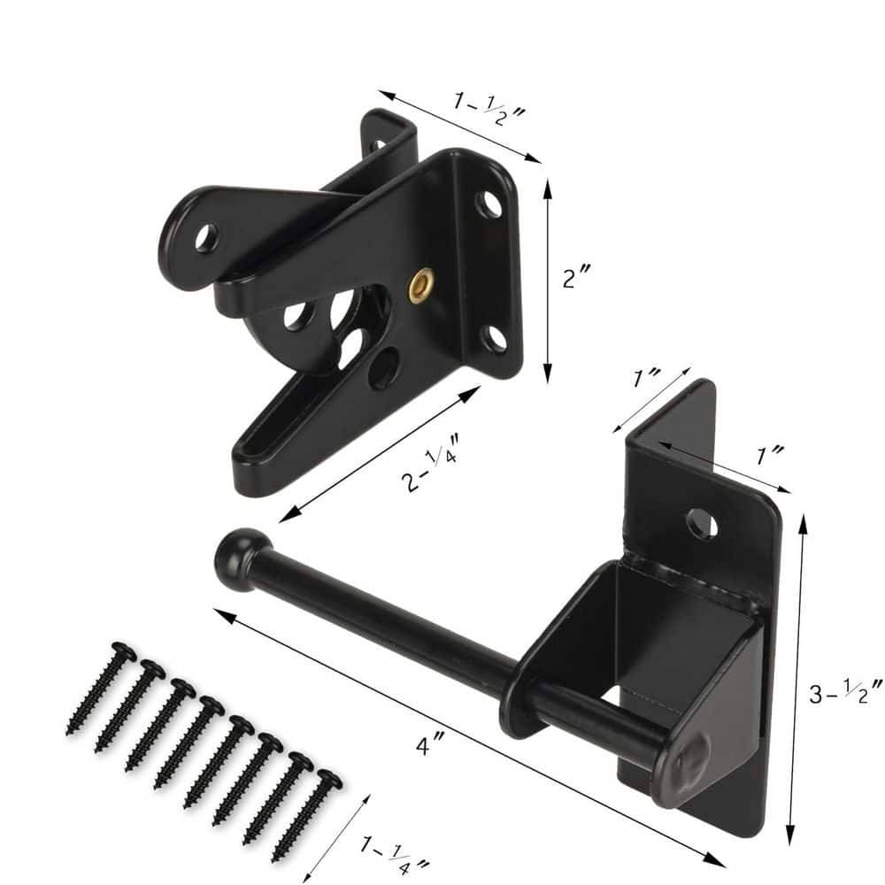 Unbranded Heavy Duty Self Locking Gate Latch for Wooden Fence and Metal Gates Black Finish Automatic Latch for Privacy Security (2)