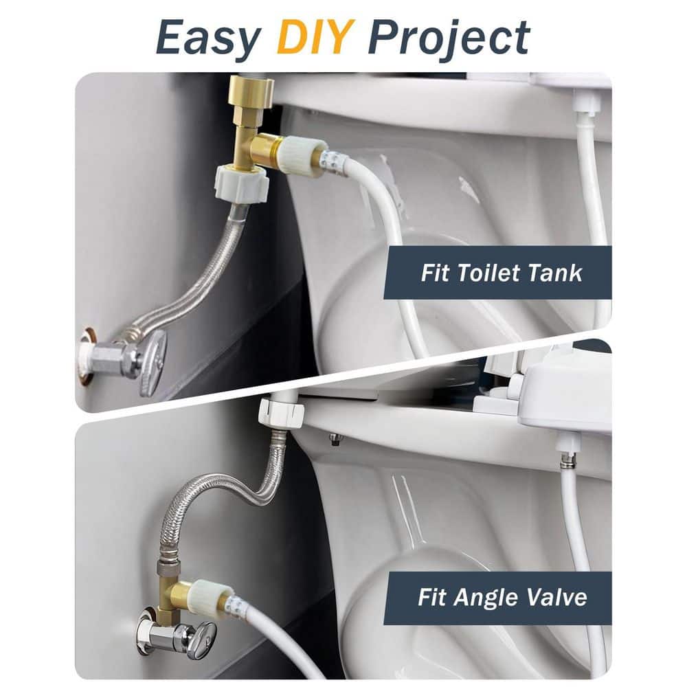 Anqtovp Bidet T Adapter Bidet Attachment with Universal Brass Construction Fits Toilet Tank Inlet or Angle Valve Outlet (3)