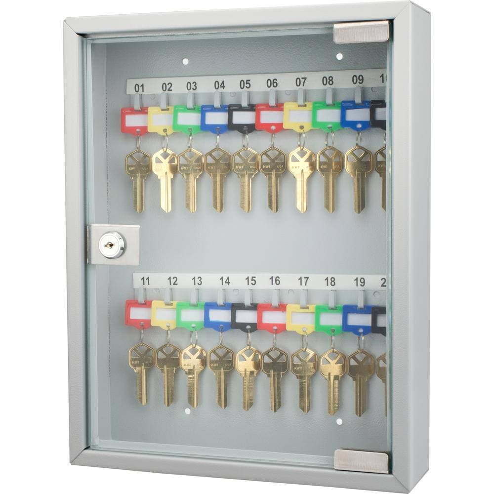 BARSKA 20-Position Steel Key Cabinet with Glass Door, Grey (2)