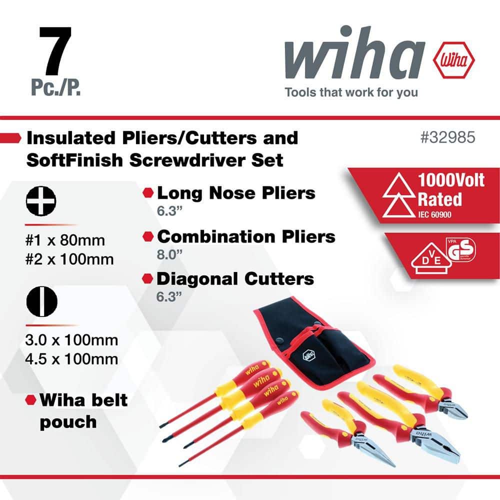 Wiha 1000-Volt Insulated Industrial Pliers and Screwdriver Set (7-Piece) (3)