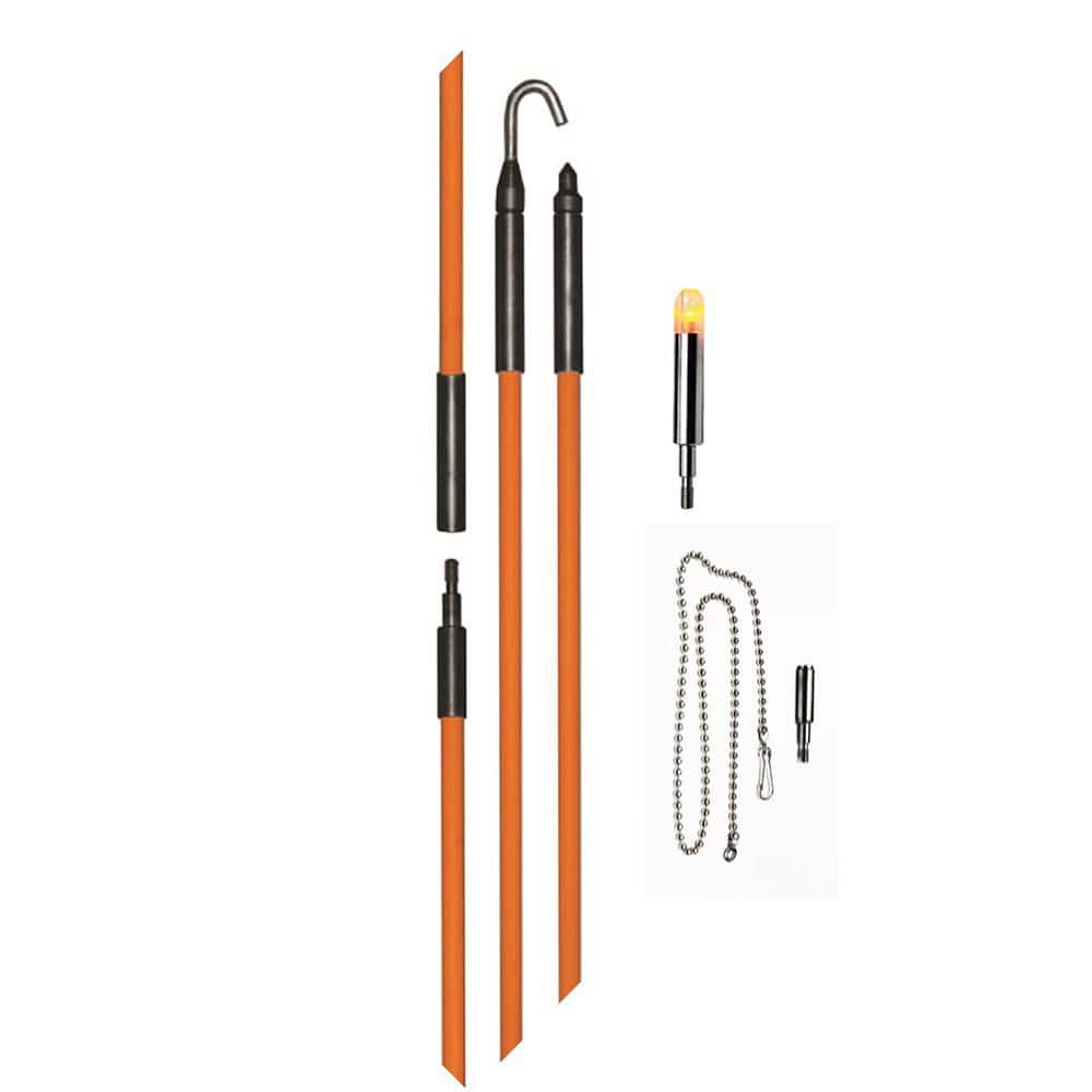 Eagle Tool US Wire and Cable fish Rod Kit WITH accessories, 8-ft assembled length, light and noodle kit included
