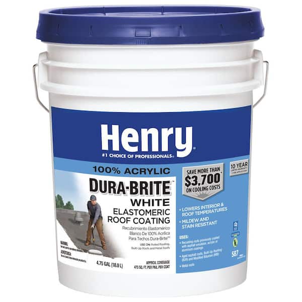 Henry 587 Dura-Brite White 100% Acrylic Elastomeric Reflective Roof Coating 4.75 gal.