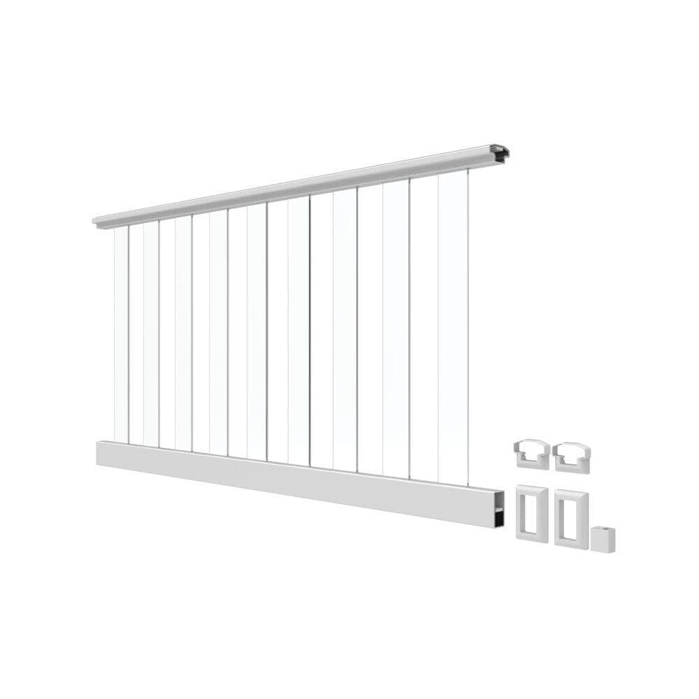 RDI Endurance Original Rail 6 ft. Level Rail Kit for Glass Slats Requires 9 Level Glass Slats in White (2)