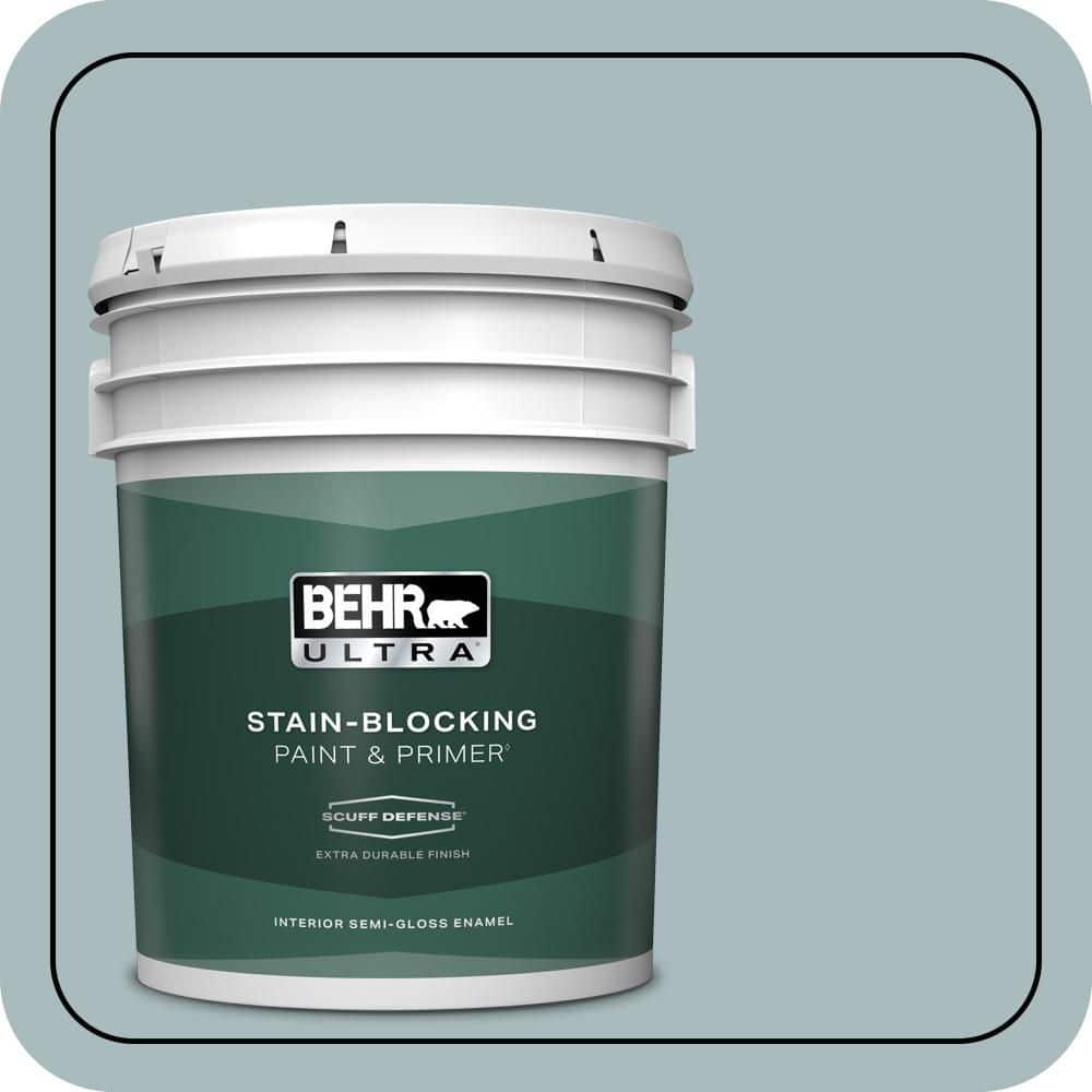BEHR ULTRA 5 gal. #MQ6-4 Gray Wool Extra Durable Semi-Gloss Enamel Interior Paint & Primer