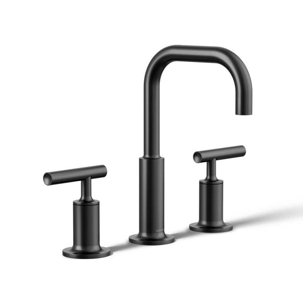 KOHLER Purist 8 in. Widespread 2-Handle Bathroom Faucet with Lever Handles in Matte Black (1)
