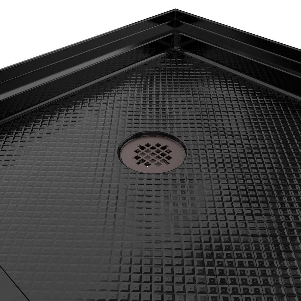 DreamLine SlimLine 60 in. L x 36 in. W Alcove Rectangular Black Shower Pan Base with 2 in. Round Left Drain in Oil Rubbed Bronze (3)