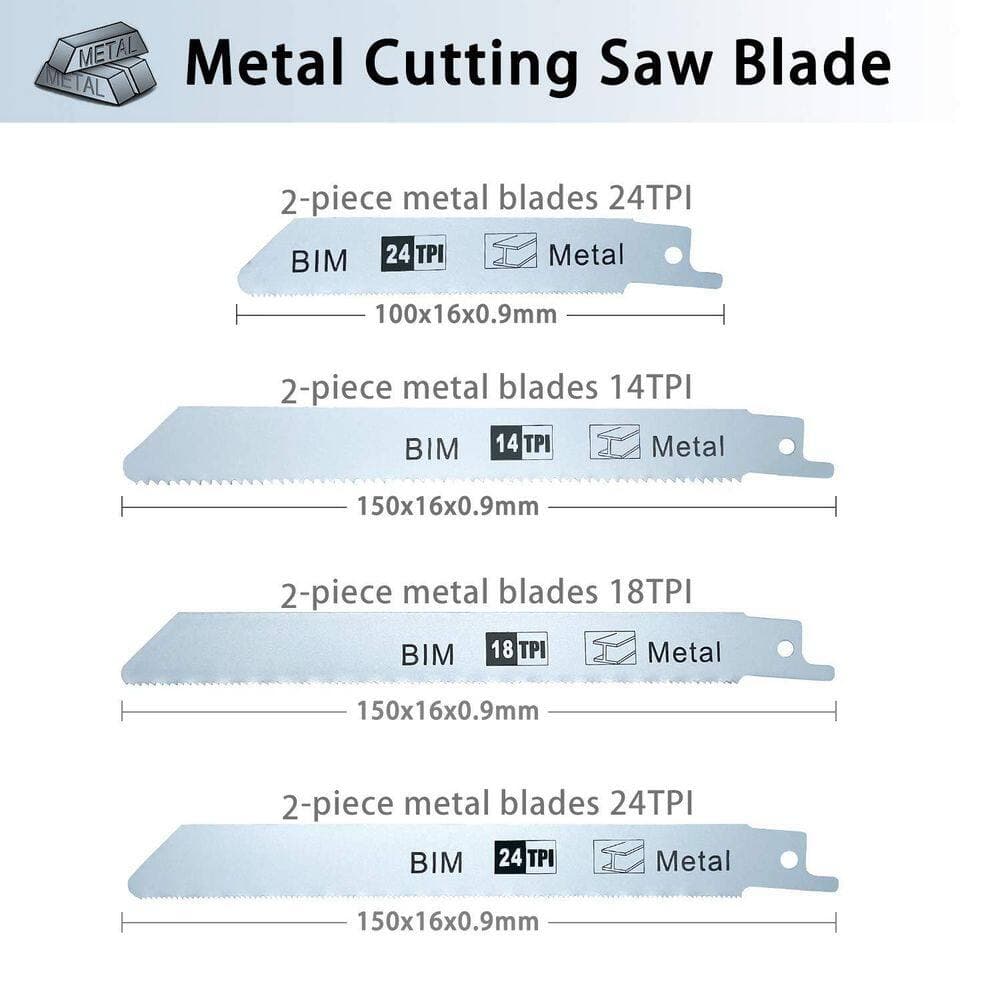 Unbranded 36PCS Cr-v Steel and Bimetal Reciprocating Saw Blades Set for Wood Metal Plastic Saws Compatible (36-Pack) (3)