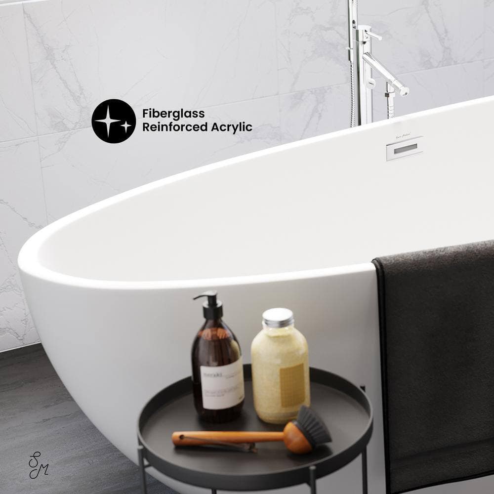 Swiss Madison Monaco 67 in. Acrylic Freestanding Flatbottom Non-Whirlpool Oval Soaking Bathtub in White (3)