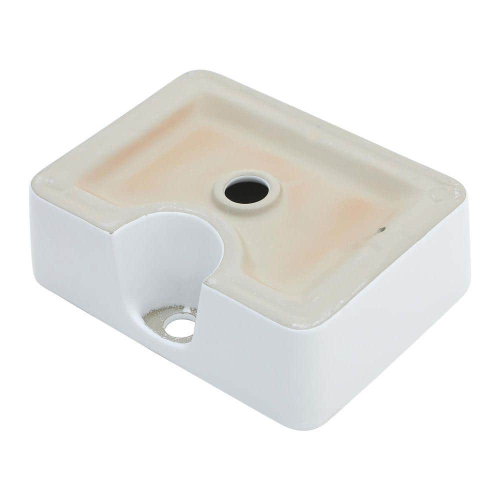 Timussi 5 in. Wall-Mounted Rectangular Bathroom Ceramic Sink in White (3)
