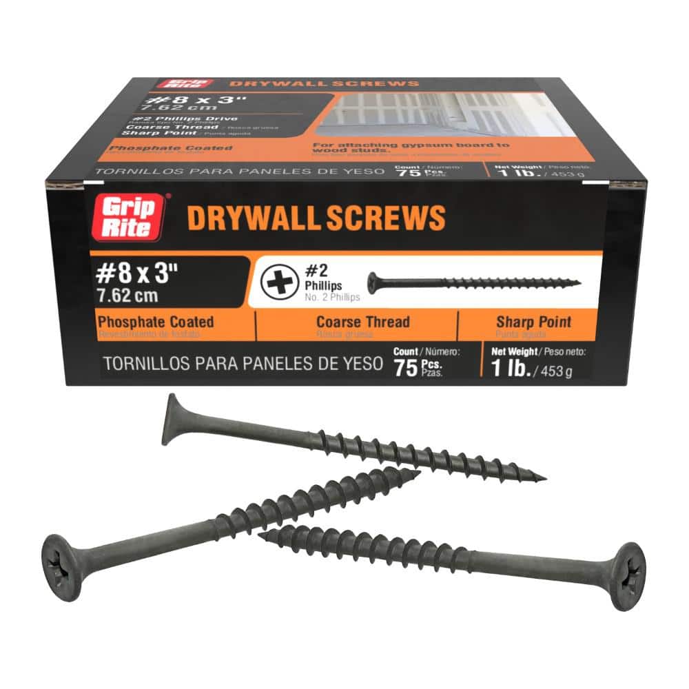 Grip-Rite #8 # Phillips Bugle Head Coarse Thread Drywall Screws Box
