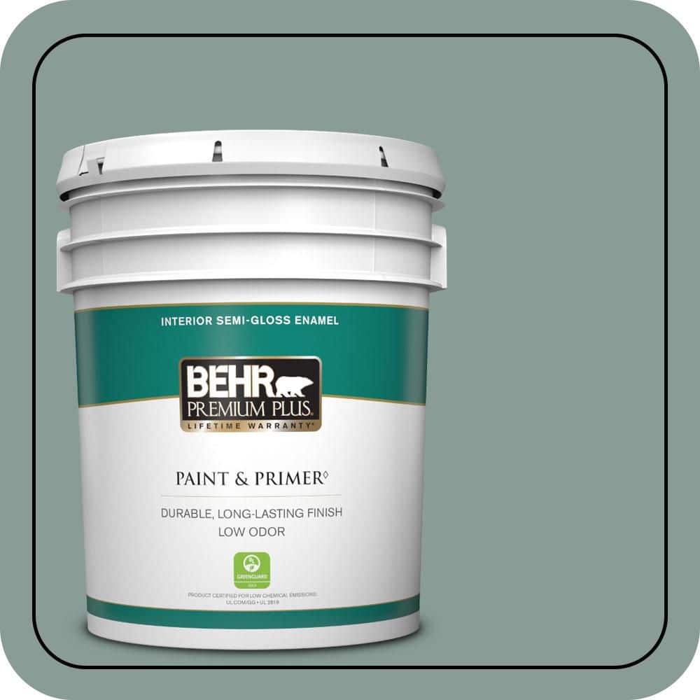 BEHR PREMIUM PLUS 5 gal. #490F-5 Cloud Burst Semi-Gloss Enamel Low Odor Interior Paint & Primer