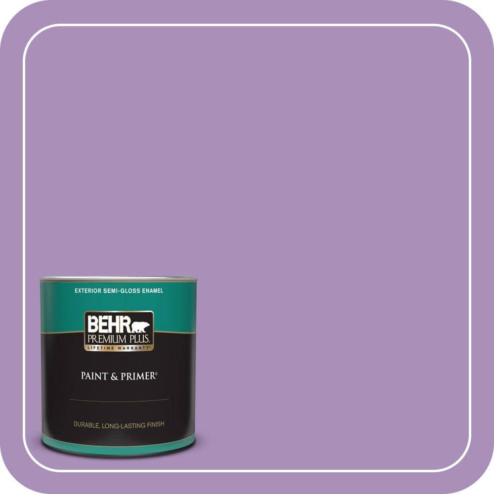 BEHR PREMIUM PLUS 1 qt. #650B-5 Garden Pansy Semi-Gloss Enamel Exterior Paint & Primer