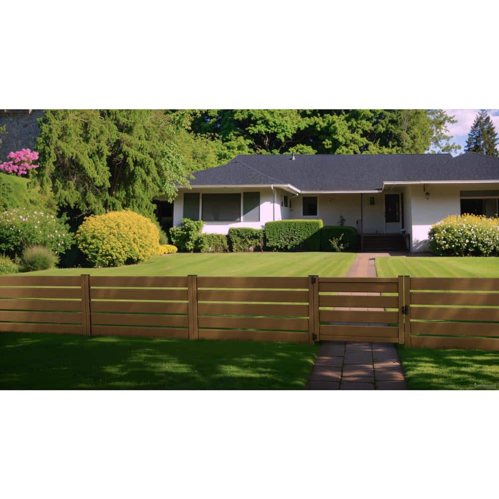 Natures Composites Composite Modern Horizontal Semi-Privacy Perimeter Fence (3.5 ft. H x 69 in. W) Timber Brown (3)