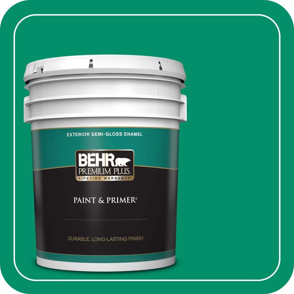 BEHR PREMIUM PLUS 5 gal. #MQ4-15 Balsam Semi-Gloss Enamel Exterior Paint & Primer