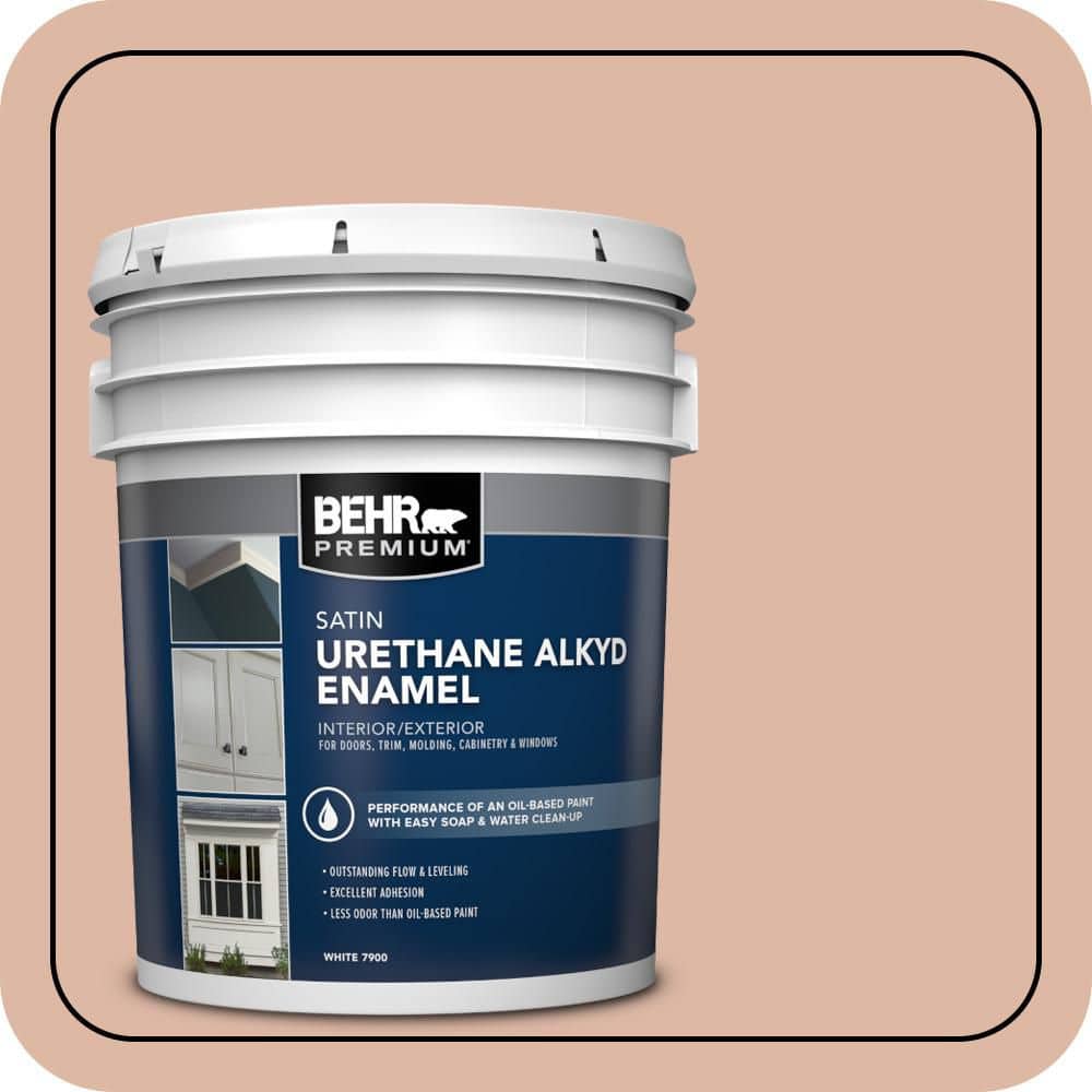 BEHR PREMIUM 5 gal. #ECC-60-1 Coral Bay Urethane Alkyd Satin Enamel Interior/Exterior Paint