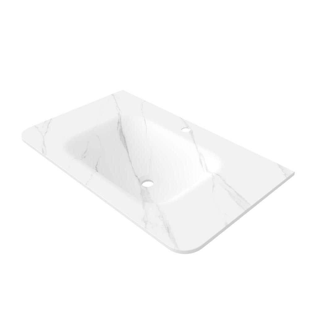 TCYO 36 in. Undermount Sintered Stone Bathroom Sink in Carrara White with Integrated Bowl (1)