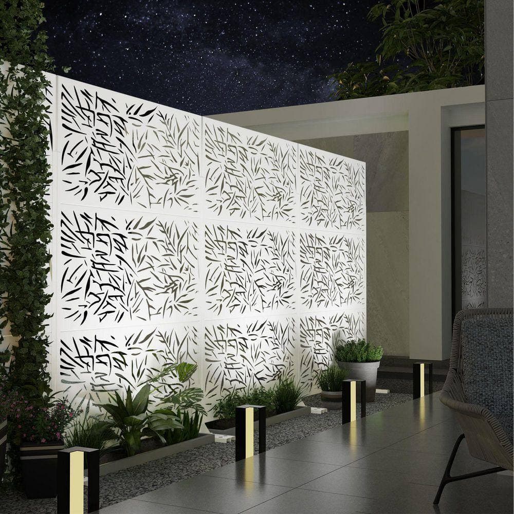 PexFix 72 in. x 47 in. White Outdoor Metal Galvanized Privacy Screen Fence Garden Panels (3)