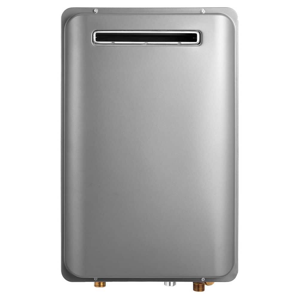 SKYSHALO Propane Tankless Water Heater, 5.3 Gal. 120000 BTU, Instant Hot Water, Smart Control, 3/4 in. NPT, Silver Gray (1)