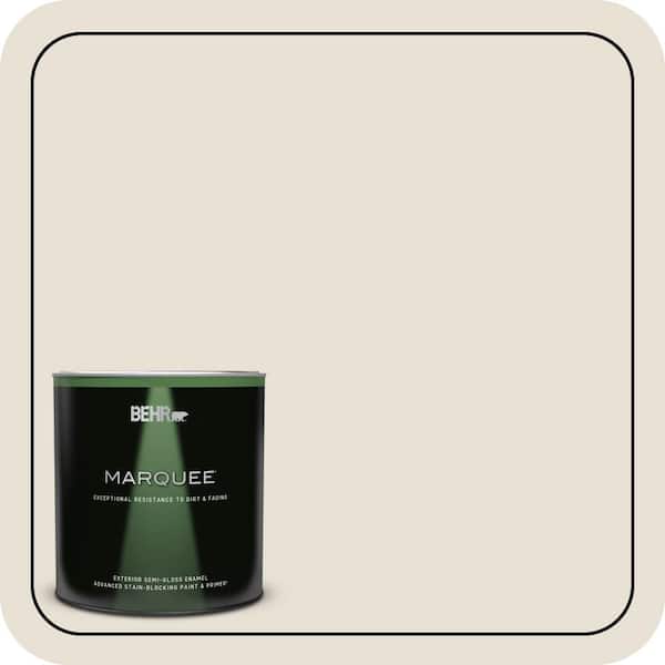 BEHR MARQUEE 1 qt. #MQ3-13 Crisp Linen Semi-Gloss Enamel Exterior Paint & Primer (2)