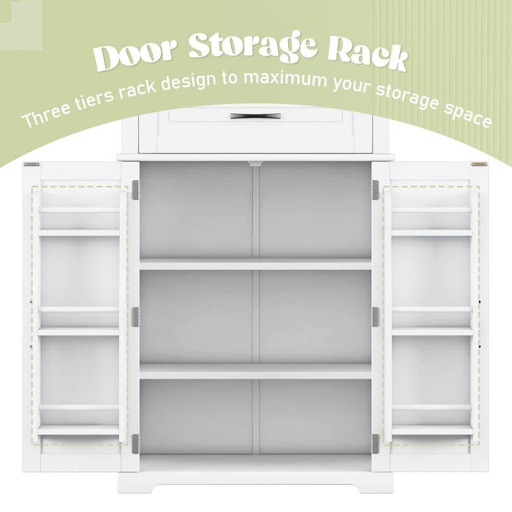 Lycvki 30 in. W x 15.7 in. D x 72 in. H White Linen Cabinet with Doors, Slide Rails Drawer and Adjustable Shelves for Bathroom (3)