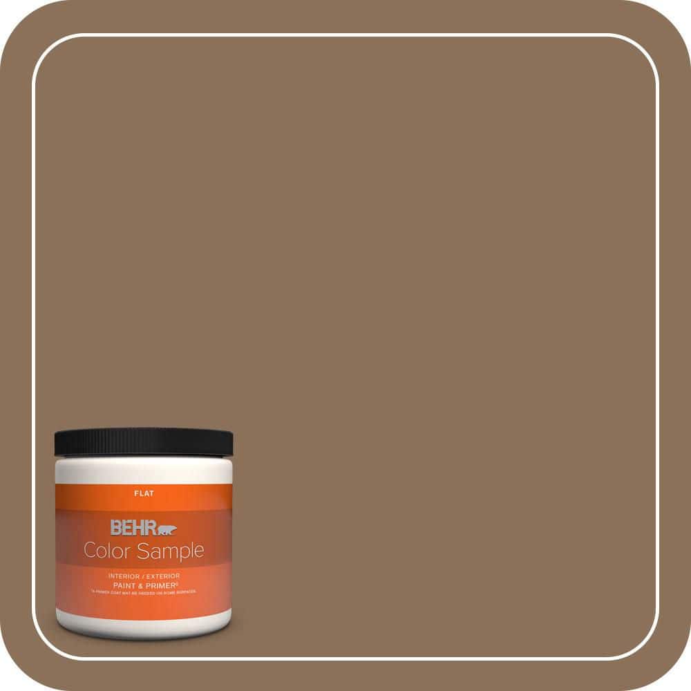 BEHR PREMIUM PLUS #280F-6 Sweet Georgia Brown Flat Interior/Exterior Paint & Primer Color Sample (1)
