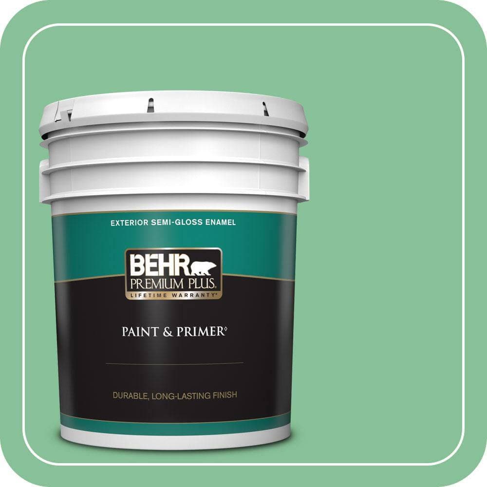BEHR PREMIUM PLUS 5 gal. #MQ6-40 Country Weekend Semi-Gloss Enamel Exterior Paint & Primer