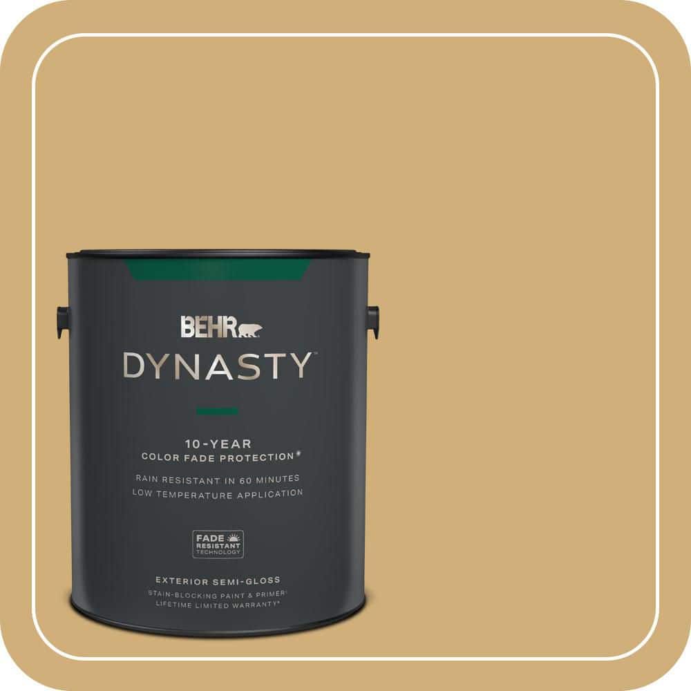 BEHR DYNASTY 1 gal. #PPU6-15 Romanesque Gold Semi-Gloss Enamel Exterior Stain-Blocking Paint & Primer