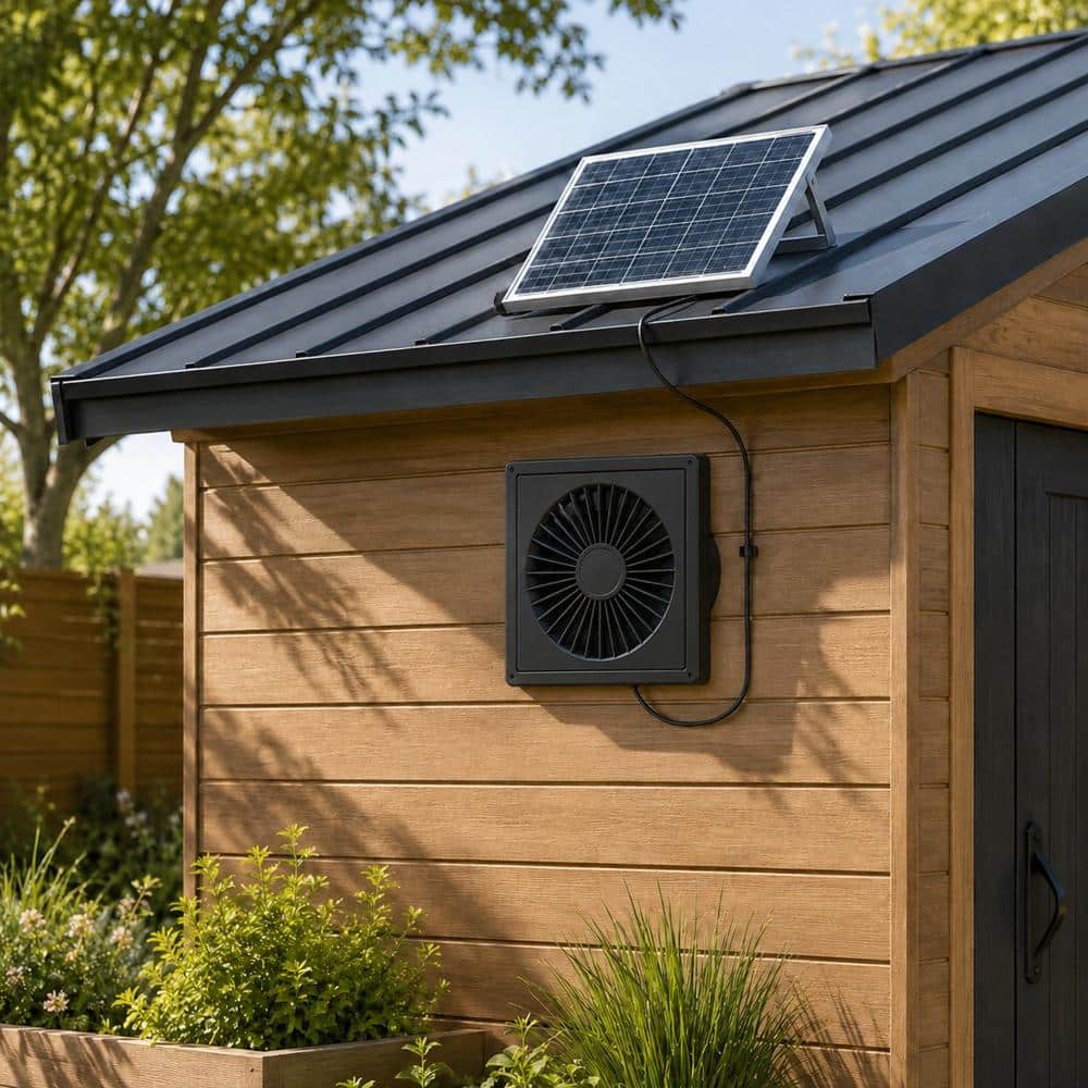 Unbranded 25W Solar Exhaust Fan with Vent Power Adapter Anti Backflow Valve and Bracketed High Speed Ventilation (2)