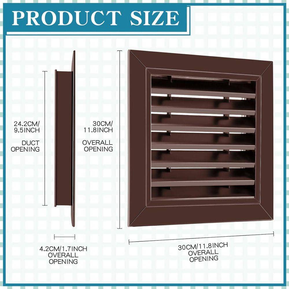 KIWDZFU 12 x 12 Square Brown Aluminum Alloy Gable Vent with Screen and Screws for Wall and Attic Ventilation 2-Pack (2)