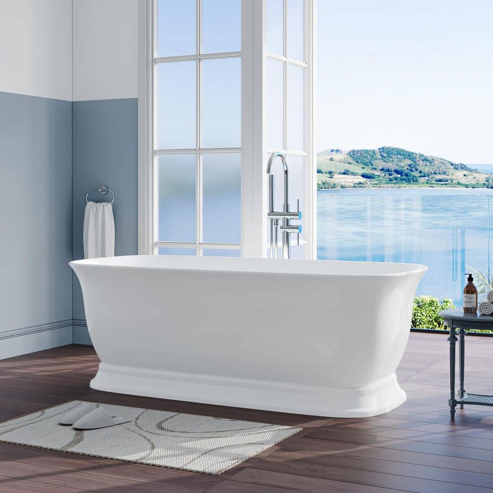 FORCLOVER 67 in. x 31.5 in. Acrylic Soaking Bathtub with Center Drain in White (2)