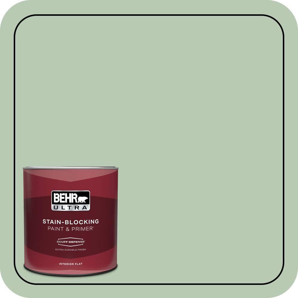 BEHR ULTRA 1 qt. #S400-3 Healing Aloe Extra Durable Flat Interior Paint & Primer (1)